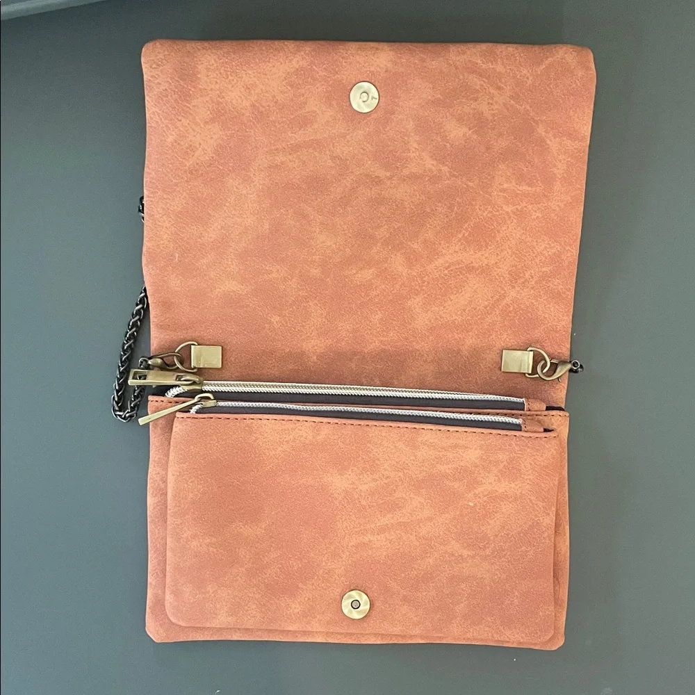 Street Level Terracotta Vegan Leather Crossbody/Clutch Purse